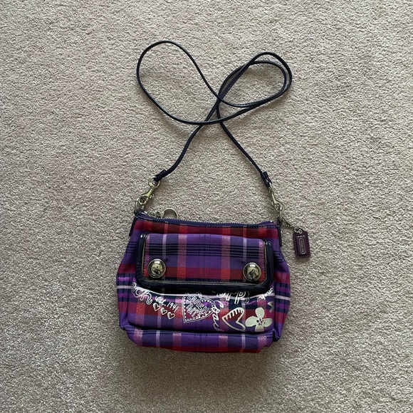 Coach Crossbody Bag in Purple and Pink Plaid - Picture 1 of 9